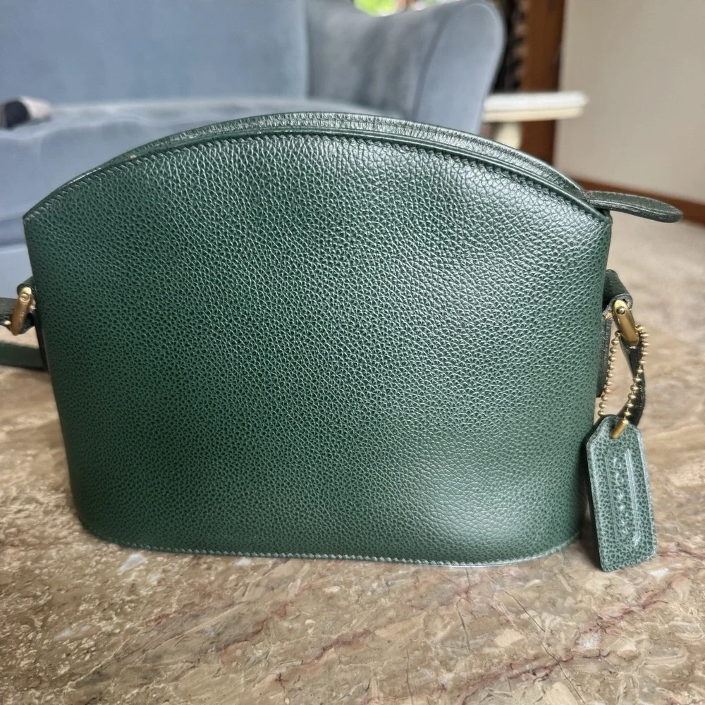 Vintage 1995 Coach Pebbled Leather Green Purse ~ Adjustable Crossbody *Read